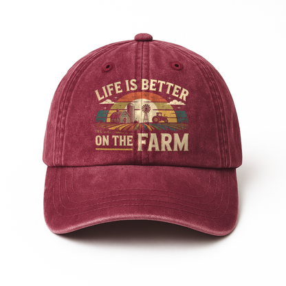 Life Is Better on the Farm – Retro Americana Washed Cap