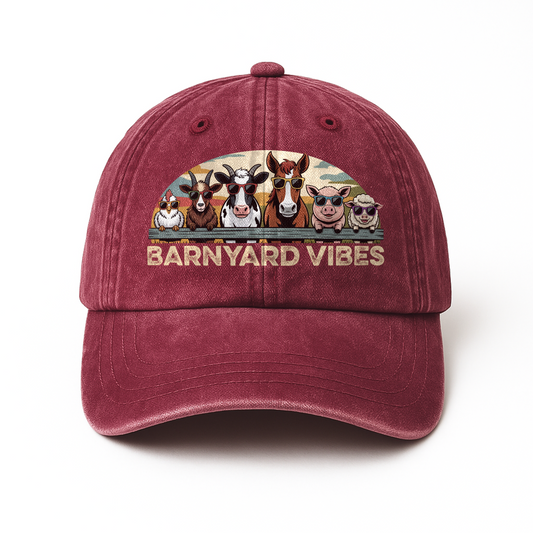 Barnyard Vibes – Cool Coop Cartoon Washed Cap