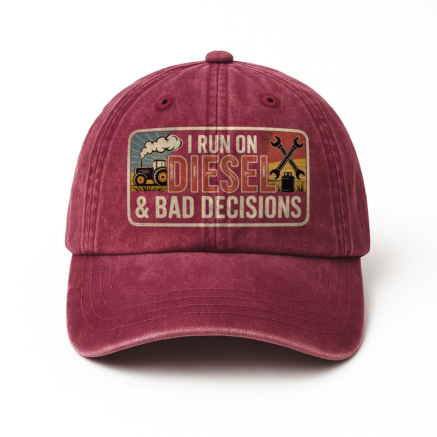 I Run on Diesel & Bad Decisions – Washed Cap Grit Humor Edition