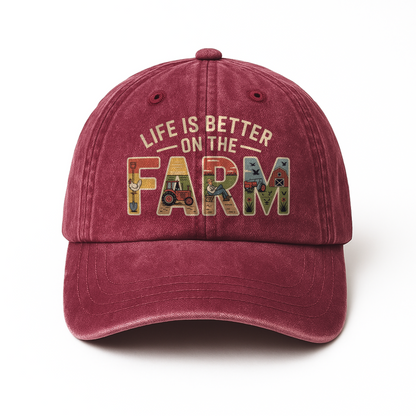 Life Is Better on the Farm – Americana Patch Washed Cap