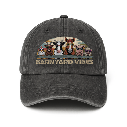 Barnyard Vibes – Cool Coop Cartoon Washed Cap
