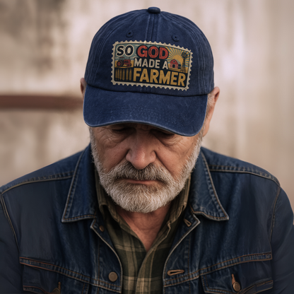 So God Made a Farmer - Vintage Denim Cap American Legacy Edition