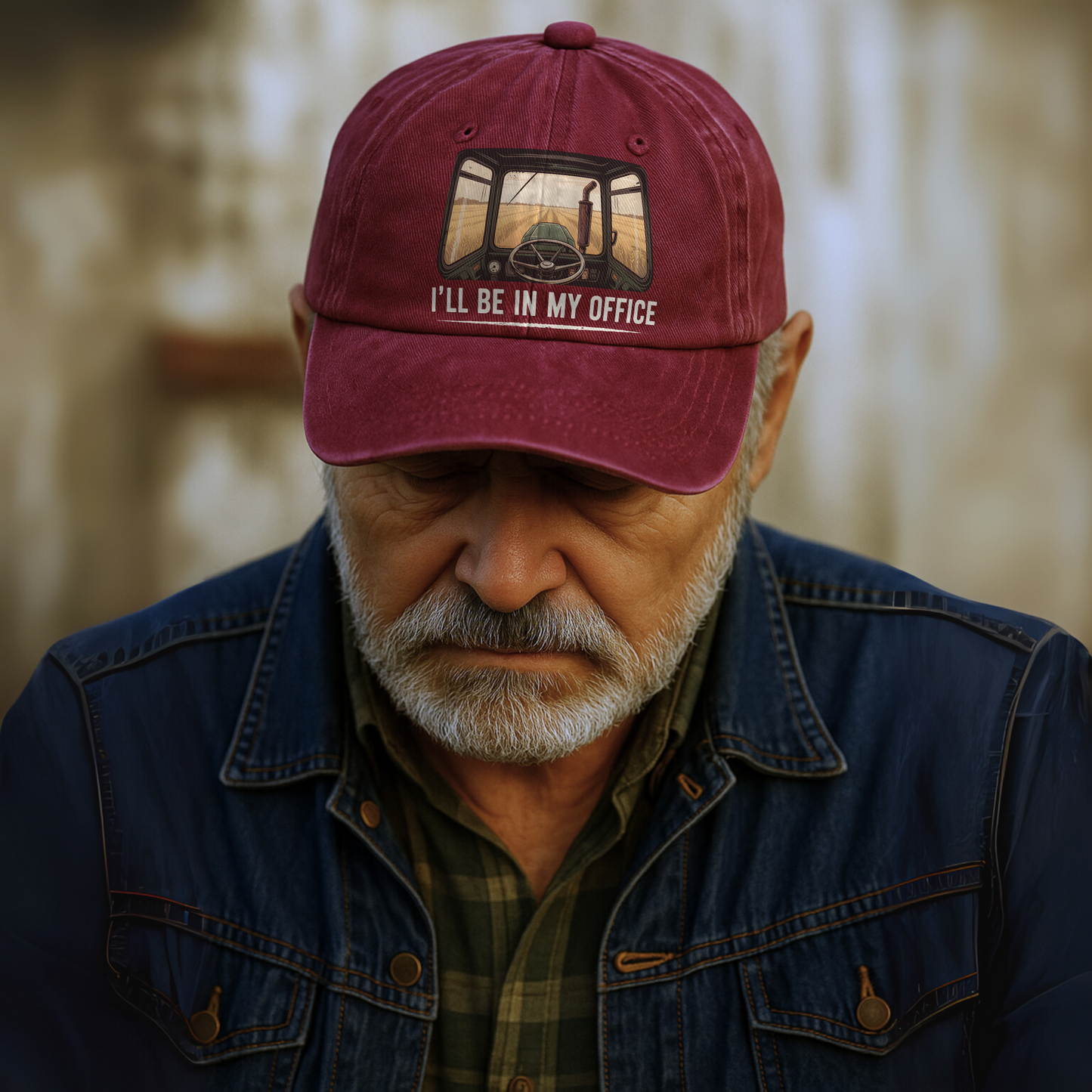 I Will Be In My Office - Vintage Denim Cap Tractor Edition