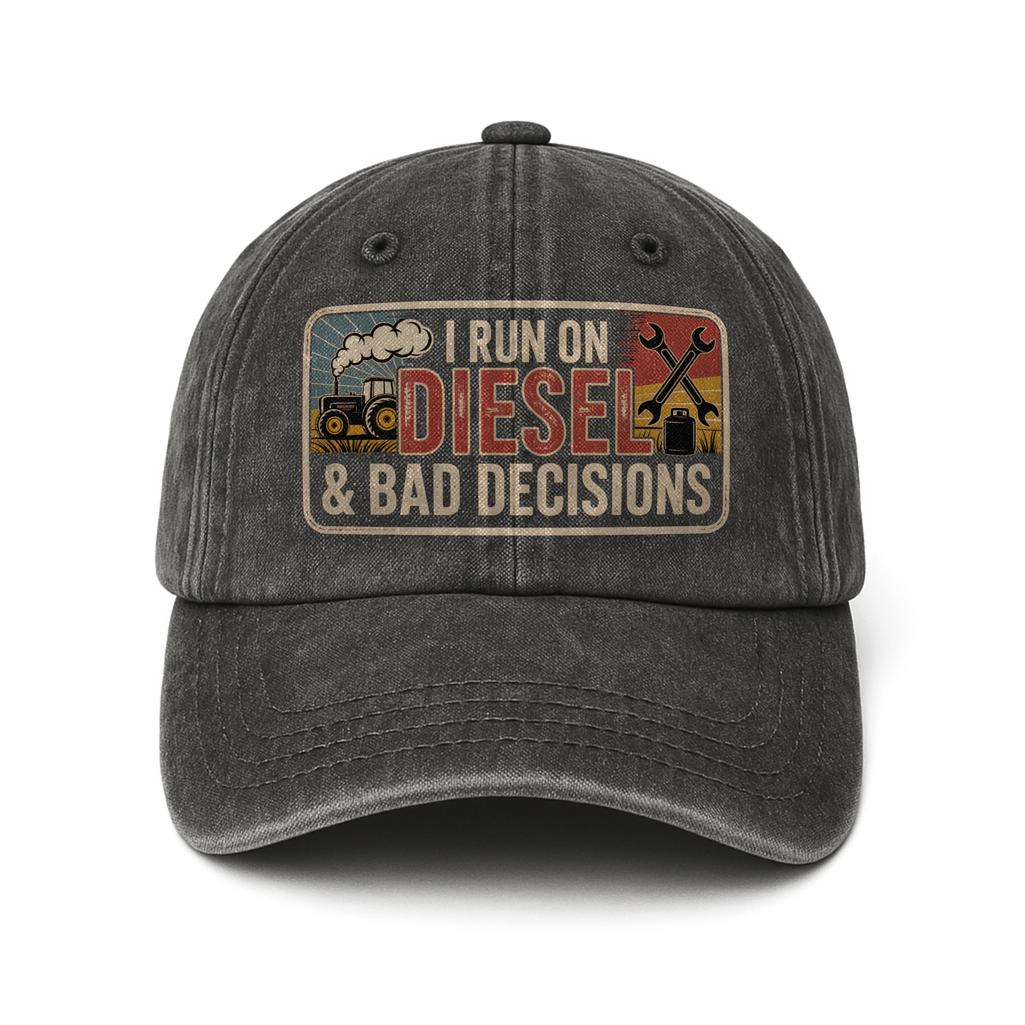I Run on Diesel & Bad Decisions – Washed Cap Grit Humor Edition