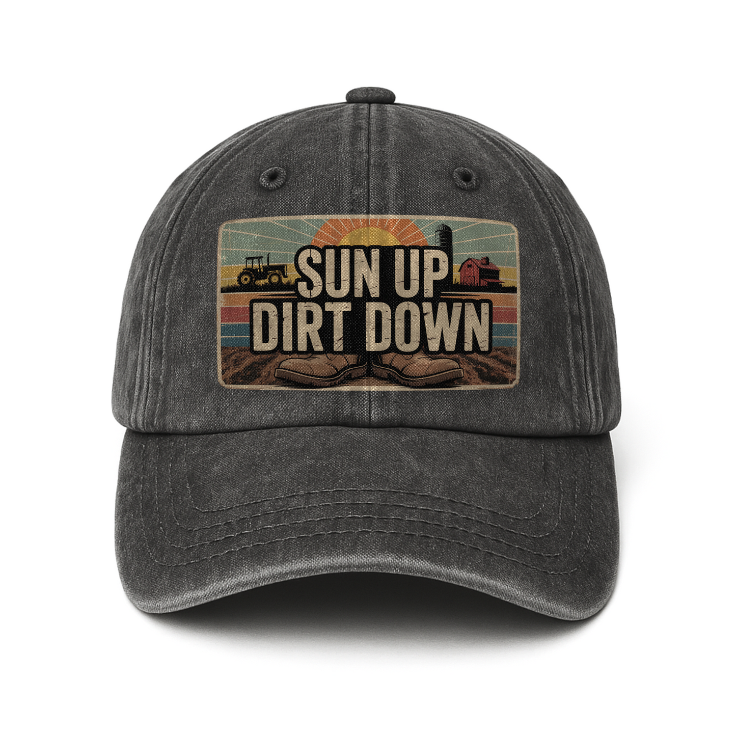 Sun Up Dirt Down – Tractor Sunrise Vintage Cap