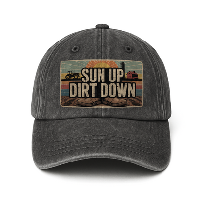 Sun Up Dirt Down – Tractor Sunrise Vintage Cap