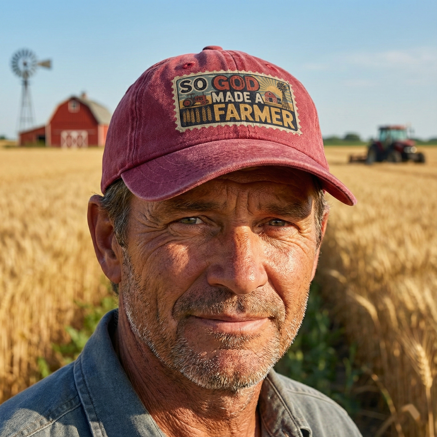 So God Made a Farmer - Vintage Denim Cap American Legacy Edition